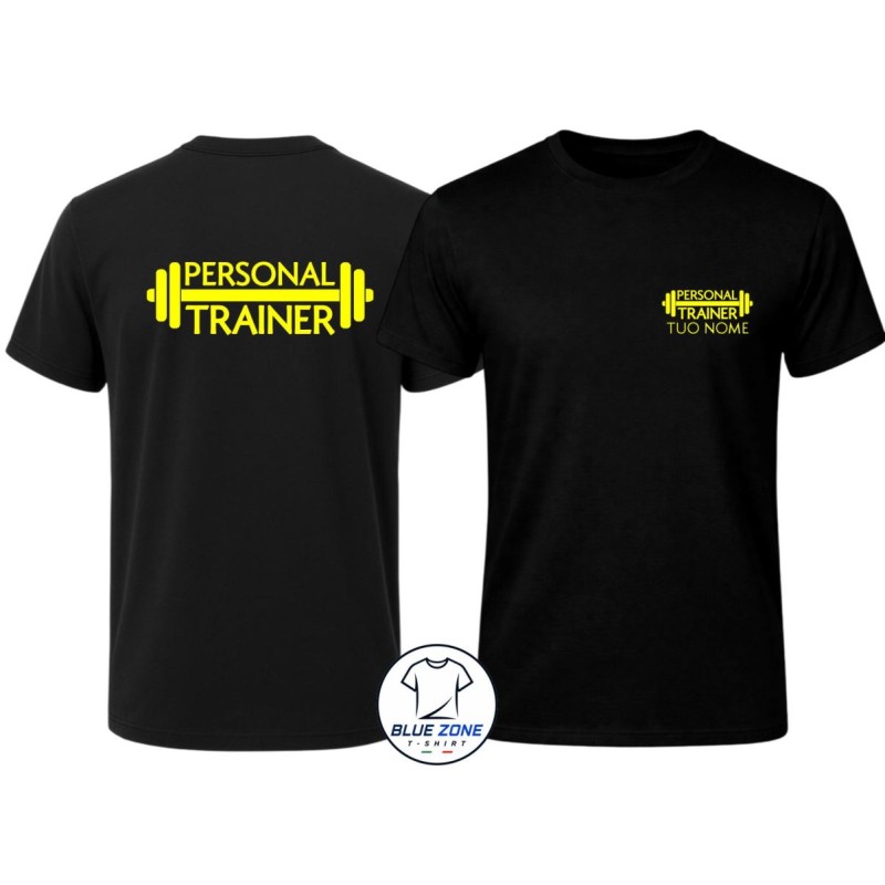 Maglietta uomo Personal Trainer personalizzata con nome giallo neon