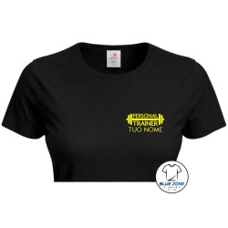 Maglietta donna Personal Trainer personalizzata con nome giallo neon dettaglio