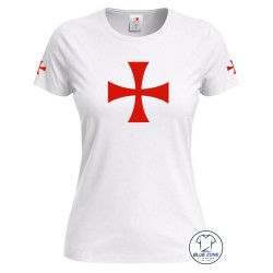 Maglietta donna bianca Cavalieri Templari con Croce Templare