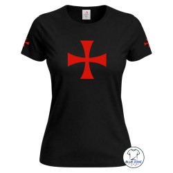 Maglietta donna nera Cavalieri Templari con Croce Templare