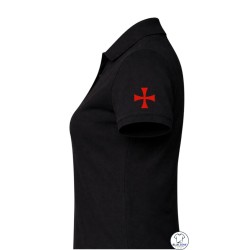 Polo donna Croce Templare con stampa maniche