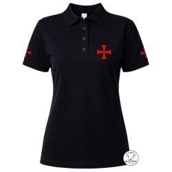 Polo donna Croce Templare con stampa lato cuore e maniche