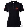 Polo donna Croce Templare con stampa lato cuore e maniche