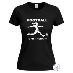 Maglietta calcio femminile Football Is My Therapy donna nera