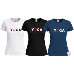 maglietta donna yoga con cuore disponibile nei colori bianco nero e navy