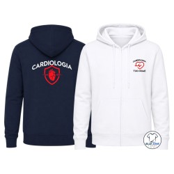 Felpa uomo Reparto Cardiologia personalizzata con nome disponibile in blu navy e bianco