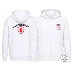 Felpa uomo Cardiologia personalizzata con nome bianca