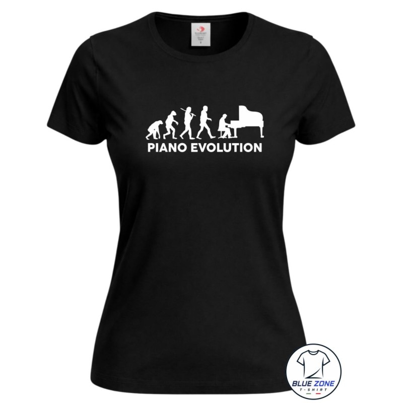 maglietta donna piano evolution pianista nera