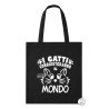 shopper cotone nera con grafica i gatti conquisteranno il mondo