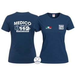 maglietta donna medico 112 personalizzata con nome blu navy