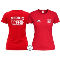 maglietta donna medico 112 personalizzata con nome rossa