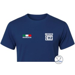 T-Shirt Medico 112 Soccorso Sanitario personalizzata con nome uomo dettaglio