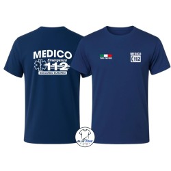 T-Shirt Medico 112 Soccorso Sanitario personalizzata con nome uomo blu navy