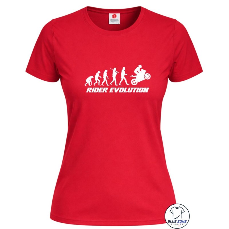 T-Shirt Donna Rider Evolution Moto rossa