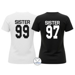 retro magliette sister con numero personalizzato