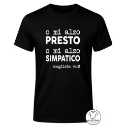 Maglietta uomo O Mi Alzo Presto divertente nera