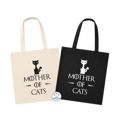 Shopper Mother of Cats in cotone colore Natural e Nero