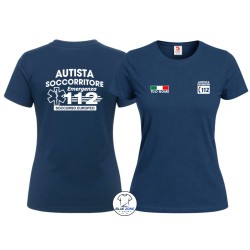Maglietta donna Autista Soccorritore 112 con nome blu navy