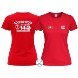 Maglietta donna Soccorritore 112 con nome rossa