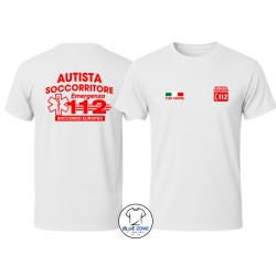 Maglietta uomo Autista Soccorritore 112 con nome bianca