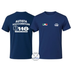 Maglietta uomo Autista Soccorritore blu 118 con nome