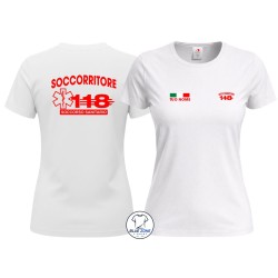 Maglietta donna Soccorritore bianca 118 con nome