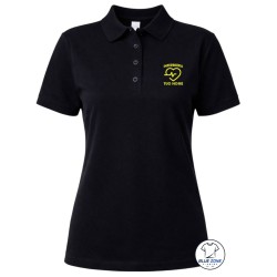 Polo donna nera personalizzata con nome fronte