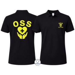 Polo uomo OSS nera personalizzata con nome