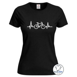 Maglietta donna ciclismo con grafica battito cardiaco nera