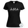 Maglietta donna ciclismo con grafica battito cardiaco nera