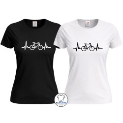 Maglietta donna ciclismo con grafica battito cardiaco