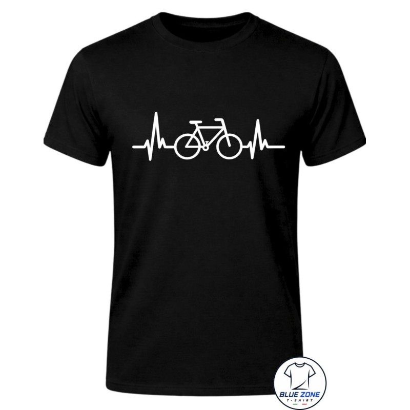 Maglietta uomo bici e battito cardiaco nera