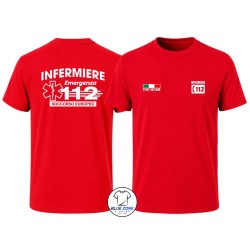 Maglietta uomo Infermiere 112 personalizzata con nome rossa