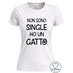 Maglietta donna Non sono single personalizzata con numero di gatti bianca