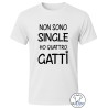 Maglietta uomo Non sono single personalizzata con numero di gatti bianca