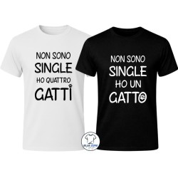 Maglietta uomo Non sono single personalizzata con numero di gatti