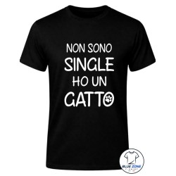 Maglietta uomo Non sono single personalizzata con numero di gatti nera