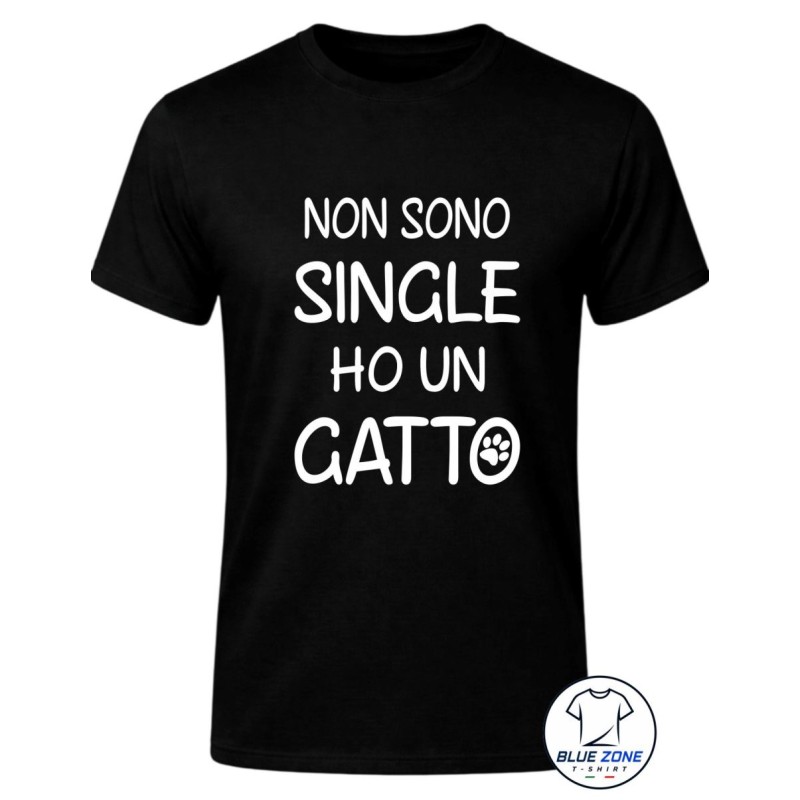 Maglietta uomo Non sono single personalizzata con numero di gatti nera