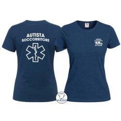 Maglietta donna Autista Soccorritore personalizzata con nome blu