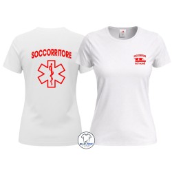 Maglietta donna Soccorritore personalizzata con nome bianca
