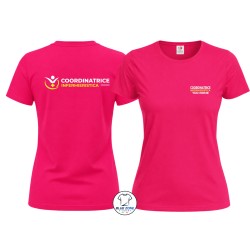 Maglietta Coordinatrice Infermieristica personalizzata con nome fucsia