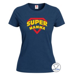Maglietta donna Super Mamma blu navy