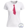 Maglietta bianca donna divertente con cravatta Rosa Fluo