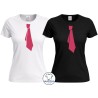 Maglietta donna divertente con cravatta Rosa Fluo