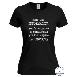 Maglietta donna informatica divertente nera