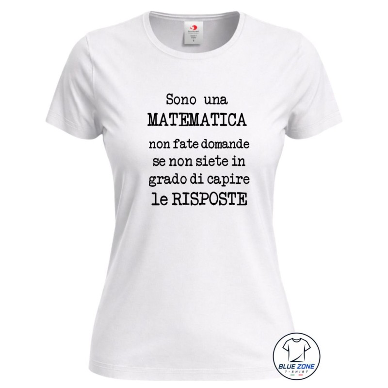 Maglietta donna matematica divertente bianca