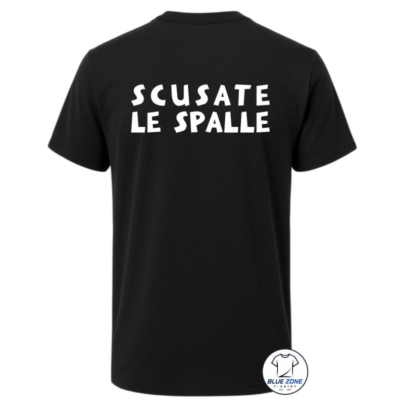 Maglietta uomo Scusate le Spalle con stampa sul retro nera