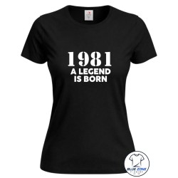 Maglietta donna nera The Legend Is Born personalizzata