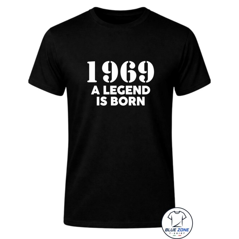 Maglietta uomo nera The Legend Is Born personalizzata anno di nascita