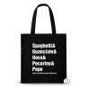 Shopper nera Spaghetti alla Carbonara in cotone con ingredienti